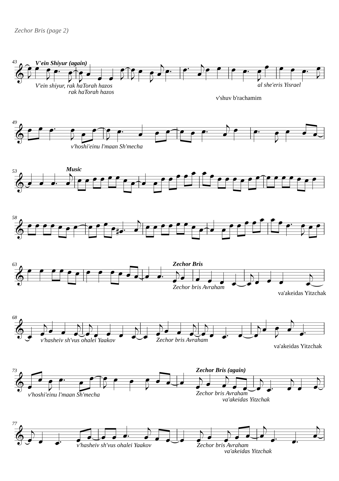 Zechor Bris sheet music page 2